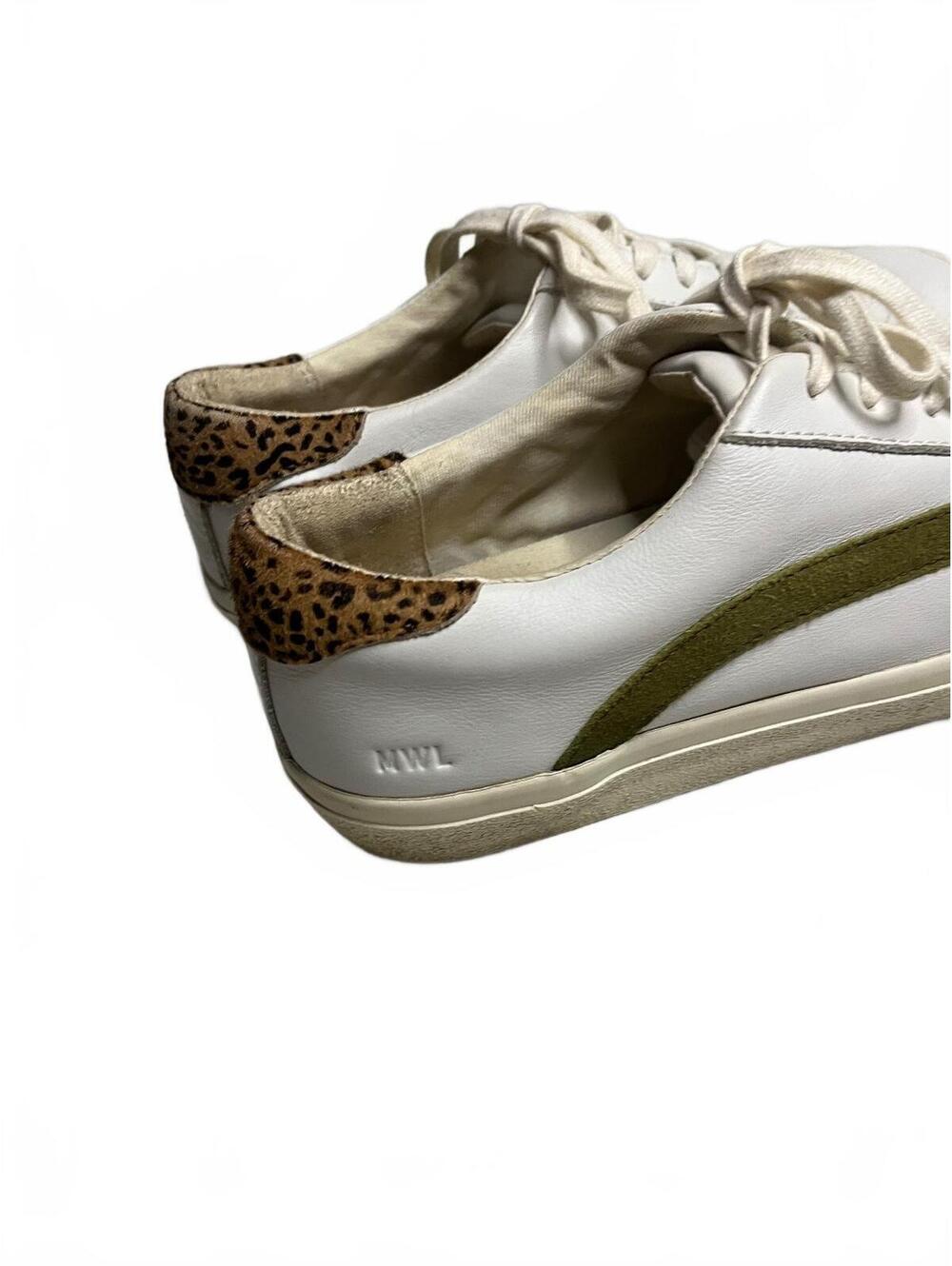 Madewell Sidewalk Low Top Leather Sneakers Leopard Calf Hair White Sz 9.5 / M 8 - Picture 9 of 11